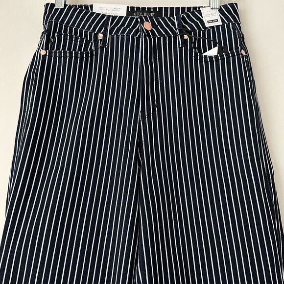 Judy Blue White Stripe Straight Fit Jeans High Rise Tummy Control 29 - Picture 5 of 10